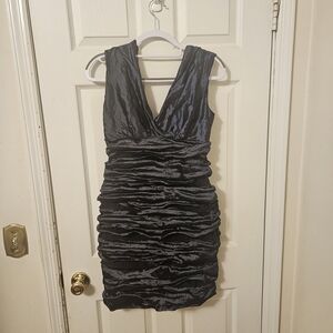 Chic Black Ruched Mini Dress